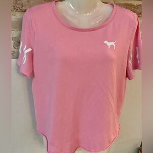 Victoria’s Secret PINK Campus Cropped Tshirt Pink/White Size Large